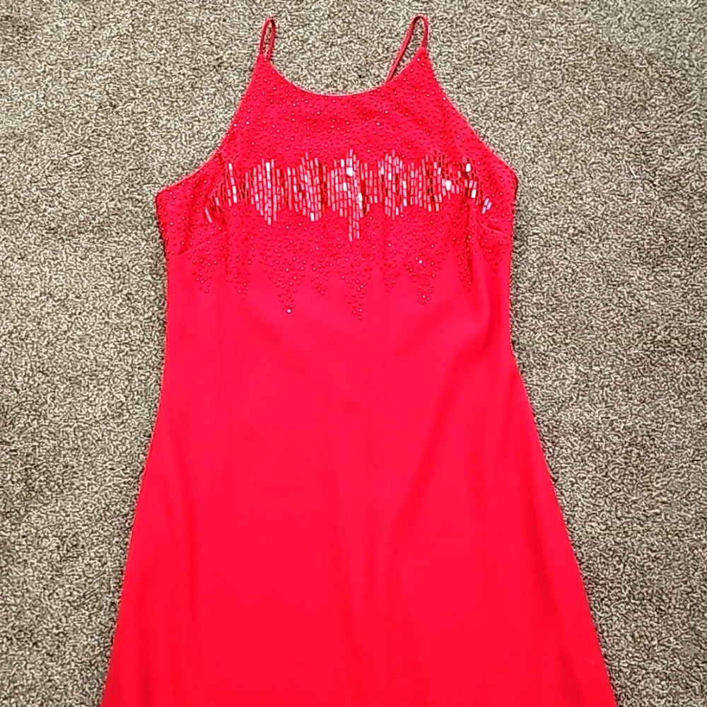 Long red dress by Cachet